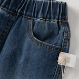 Dave&Bella Toddler Boys Fashion Denim Blue Straight-leg Wide Jeans