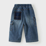 Dave&Bella Toddler Boys Fashion Denim Blue Straight-leg Wide Jeans