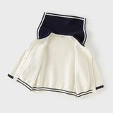 Dave&Bella Toddler Girls Beige College-style Breathable Cotton Sweater Cardigans