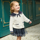 Dave&Bella Toddler Girls Beige College-style Breathable Cotton Sweater Cardigans