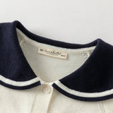 Dave&Bella Toddler Girls Beige College-style Breathable Cotton Sweater Cardigans