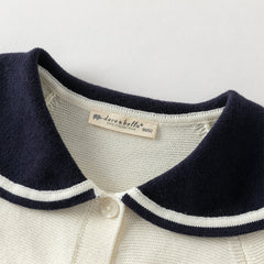 Dave&Bella Toddler Girls Beige College-style Breathable Cotton Sweater Cardigans