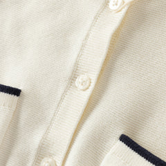 Dave&Bella Toddler Girls Beige College-style Breathable Cotton Sweater Cardigans