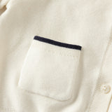 Dave&Bella Toddler Girls Beige College-style Breathable Cotton Sweater Cardigans