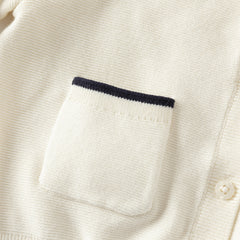 Dave&Bella Toddler Girls Beige College-style Breathable Cotton Sweater Cardigans