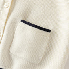 Dave&Bella Toddler Girls Beige College-style Breathable Cotton Sweater Cardigans