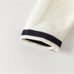 Dave&Bella Toddler Girls Beige College-style Breathable Cotton Sweater Cardigans