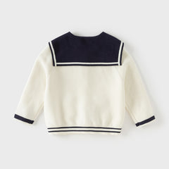 Dave&Bella Toddler Girls Beige College-style Breathable Cotton Sweater Cardigans