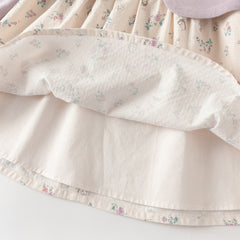 Dave&Bella Toddler Girls Sweet Purple Floral Print Fake-two-piece Party Princess Dress