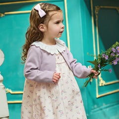 Dave&Bella Toddler Girls Sweet Purple Floral Print Fake-two-piece Party Princess Dress