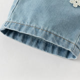 Dave&Bella Toddler Girls Blue Wide Straight-leg Casual Jeans
