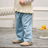 Dave&Bella Toddler Girls Blue Wide Straight-leg Casual Jeans