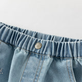 Dave&Bella Toddler Girls Blue Wide Straight-leg Casual Jeans