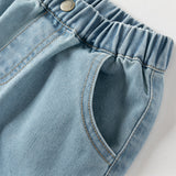 Dave&Bella Toddler Girls Blue Wide Straight-leg Casual Jeans
