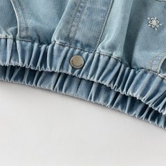 Dave&Bella Toddler Girls Blue Wide Straight-leg Casual Jeans
