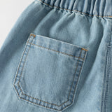 Dave&Bella Toddler Girls Blue Wide Straight-leg Casual Jeans