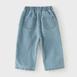 Dave&Bella Toddler Girls Blue Wide Straight-leg Casual Jeans