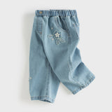 Dave&Bella Toddler Girls Blue Wide Straight-leg Casual Jeans