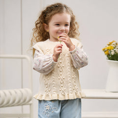 Dave&Bella Toddler Girls Elegant Apricot Sleeveless Cotton Dress-style Sweater Tank Tops