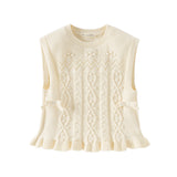 Dave&Bella Toddler Girls Elegant Apricot Sleeveless Cotton Dress-style Sweater Vests