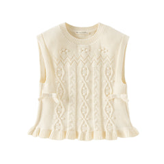 Dave&Bella Toddler Girls Elegant Apricot Sleeveless Cotton Dress-style Sweater Tank Tops