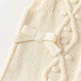 Dave&Bella Toddler Girls Elegant Apricot Sleeveless Cotton Dress-style Sweater Vests