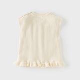 Dave&Bella Toddler Girls Elegant Apricot Sleeveless Cotton Dress-style Sweater Vests