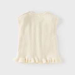 Dave&Bella Toddler Girls Elegant Apricot Sleeveless Cotton Dress-style Sweater Tank Tops