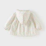 Dave&Bella Toddler Girls Adorable Daisy Print Beige Outwear Hooded Casual Jackets