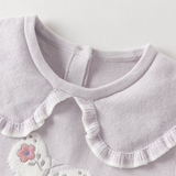 Dave&Bella Toddler Girls Purple Doll Collar Butterfly Embroidery A-line Mesh Party Dress
