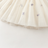 Dave&Bella Toddler Girls Purple Doll Collar Butterfly Embroidery A-line Mesh Party Dress