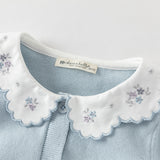 Dave&Bella Toddler Girls Summer Light Blue Lace Collar Soft Versatile Sweater Cardigans