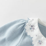 Dave&Bella Toddler Girls Summer Light Blue Lace Collar Soft Versatile Sweater Cardigans