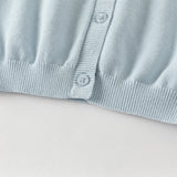 Dave&Bella Toddler Girls Summer Light Blue Lace Collar Soft Versatile Sweater Cardigans