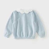 Dave&Bella Toddler Girls Summer Light Blue Lace Collar Soft Versatile Sweater Cardigans