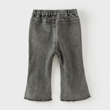 Dave&Bella Toddler Girls Fashion Light Grey Soft Straight-leg Jeans