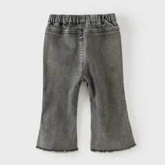 Dave&Bella Toddler Girls Fashion Light Grey Soft Straight-leg Jeans