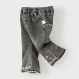 Dave&Bella Toddler Girls Fashion Light Grey Soft Straight-leg Jeans