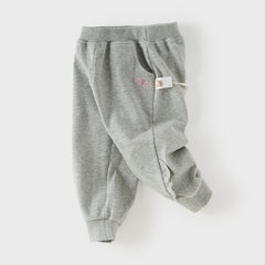 Dave&Bella Toddler Girls Daily Grey/Apricot Loose Sports Drawstring Pants