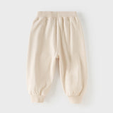 Dave&Bella Toddler Girls Daily Grey/Apricot Loose Sports Drawstring Pants