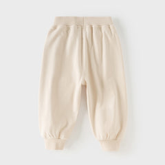 Dave&Bella Toddler Girls Daily Grey/Apricot Loose Sports Drawstring Pants