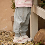Dave&Bella Toddler Girls Daily Grey/Apricot Loose Sports Drawstring Pants