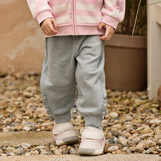 Dave&Bella Toddler Girls Daily Grey/Apricot Loose Sports Drawstring Pants