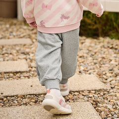 Dave&Bella Toddler Girls Daily Grey/Apricot Loose Sports Drawstring Pants