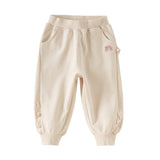 Dave&Bella Toddler Girls Daily Grey/Apricot Loose Sports Drawstring Pants