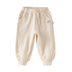 Dave&Bella Toddler Girls Daily Grey/Apricot Loose Sports Drawstring Pants