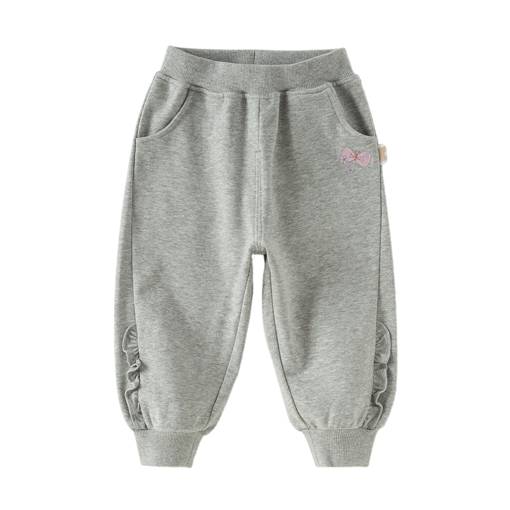 Dave&Bella Toddler Girls Daily Grey/Apricot Loose Sports Drawstring Pants