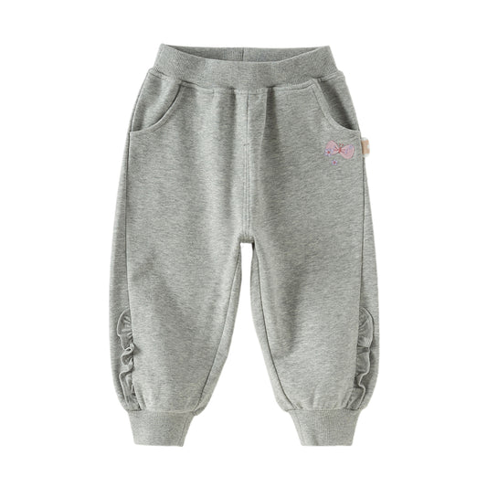 Dave&Bella Toddler Girls Daily Grey/Apricot Loose Sports Drawstring Pants