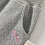 Dave&Bella Toddler Girls Daily Grey/Apricot Loose Sports Drawstring Pants