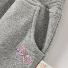 Dave&Bella Toddler Girls Daily Grey/Apricot Loose Sports Drawstring Pants